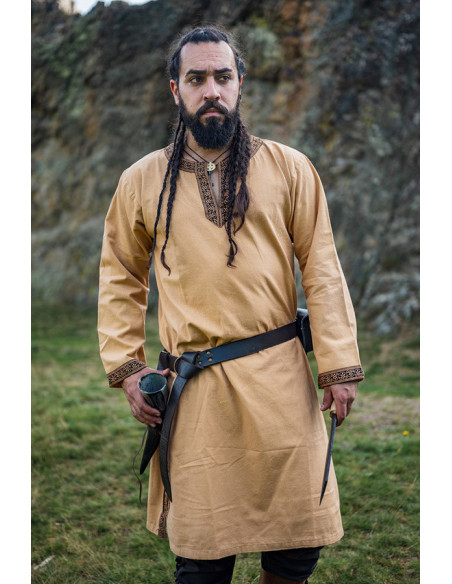 Túnica medieval Halvor, castanho mel