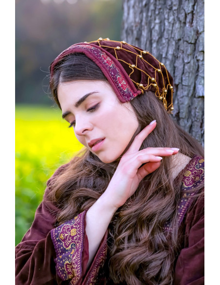 Boné de veludo nobre Elaine, bordô