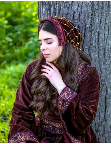 Boné de veludo nobre Elaine, bordô