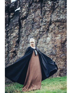 Capa medieval sem capuz modelo Kuno, cor preta 2