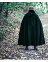 Capa medieval comprida com fecho de fivela, modelo Lorenz, verde 160 cm.