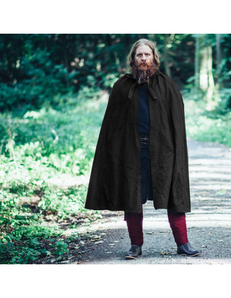 Capa medieval de algodão preta,...