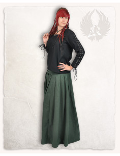 Blusa de mulher medieval preta Abby com ilhós e cordões... 2
