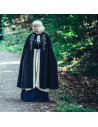 Capa medieval com bordado modelo Lyra, cor preta