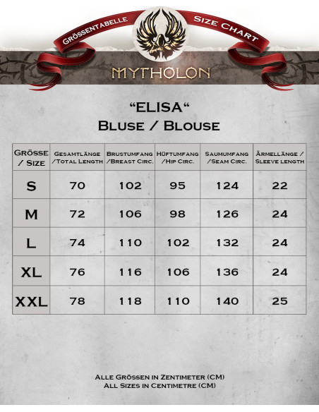 Blusa medieval Elisa manga curta, cor...