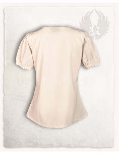 Blusa medieval Elisa manga curta, cor creme, com laço... 2