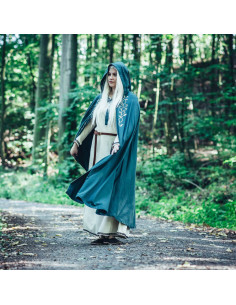 Capa medieval com bordado modelo Lyra, cor verde