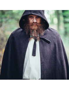 Capa longa medieval modelo Raik, marrom 160 cm.