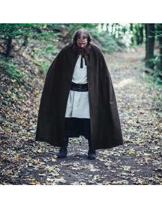 Capa longa medieval modelo Raik, preta 160 cm. 2