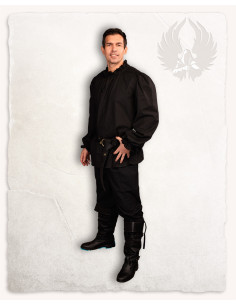 Bastian camisa medieval de manga comprida em preto 2