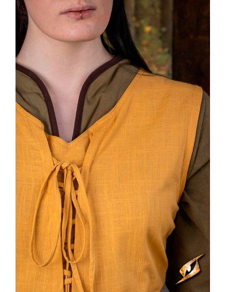 Mulher de vestido medieval e...