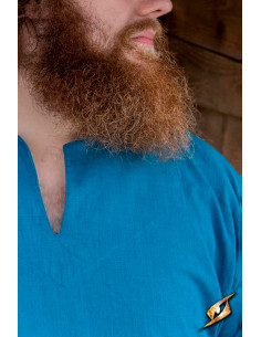 Camisa medieval de algodão Jolner Misty azul 2
