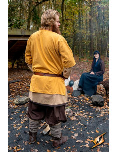 Camisa medieval de algodão Jolner amarelo mostarda 2