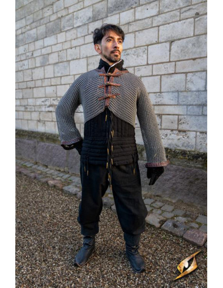 Mangas de cota de malha cor de aço,...