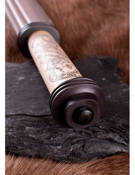 Longo seax viking com cabo de osso,...