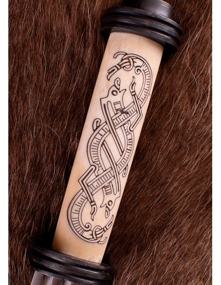 Longo seax viking com cabo de osso,...