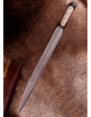 Longo seax viking com cabo de osso, século X