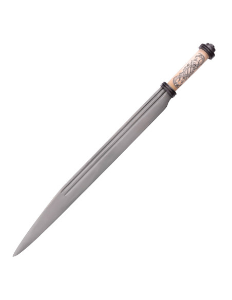 Longo seax viking com cabo de osso,...