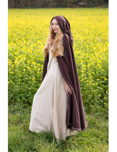 Capa medieval de lã com bordado modelo Daniel, cor castanha