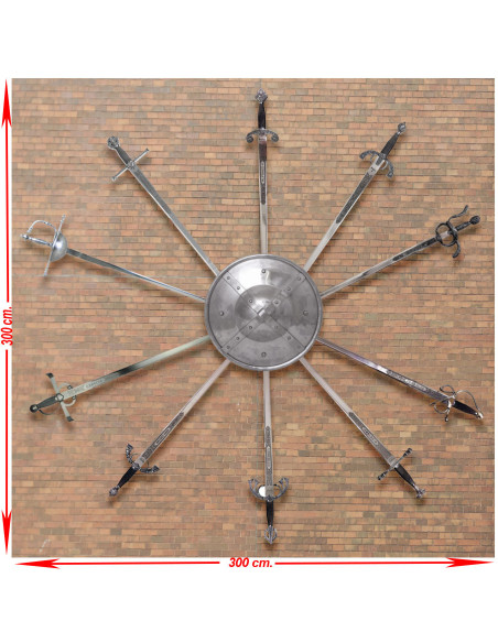 Panóplia (3) grande com dez espadas e...