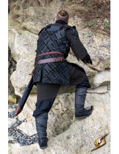 Armadura-brigandine do guerreiro lenhador em camurça preta 2