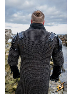 Conjunto de ombreiras lenhador em pele preta 2