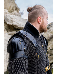 Conjunto de ombreiras lenhador em pele preta