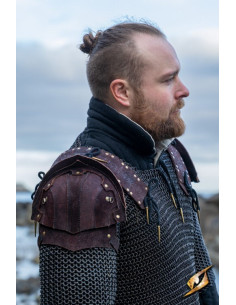 Conjunto de ombreira Lumberjack em couro camurça marrom