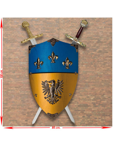 Panóplia de CarloMagno Deluxe, Rei dos Francos, com seu escudo e espadas