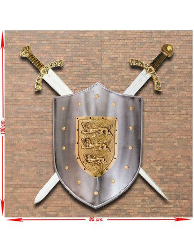 Panóplia de espada medieval de Lancelot e Prince Valiant com escudo