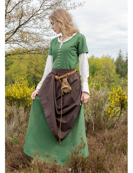 Ava vestido medieval com mangas curtas