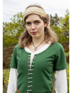 Ava vestido medieval com mangas curtas 2