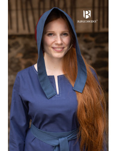 Boné medieval Bonnet feminino Dagmar, azul bordô 2