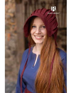Chapéu de mulher Medieval Bonnet Emma, cor bordeaux