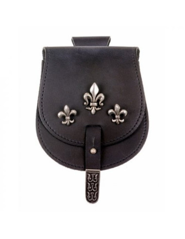 Bolsa de cintura medieval flor de lis (16x13 cm.)