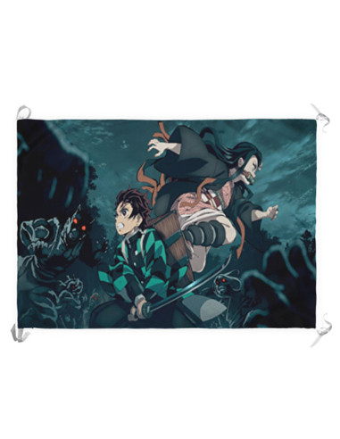 Banner-Bandeira Demon Slayer de Tanjiro e Nezuko (70x100 cms.)
 Material-Cetim
