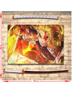 Estandarte Demon Slayer Rengoku Kyoujurou + Pacote Katana