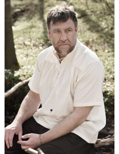 Camisa de verão medieval com mangas curtas, cor branca... 2