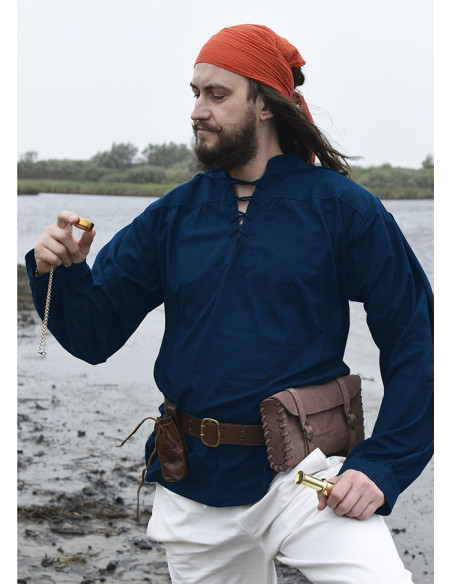 Ludwig camisa azul pirata em algodão