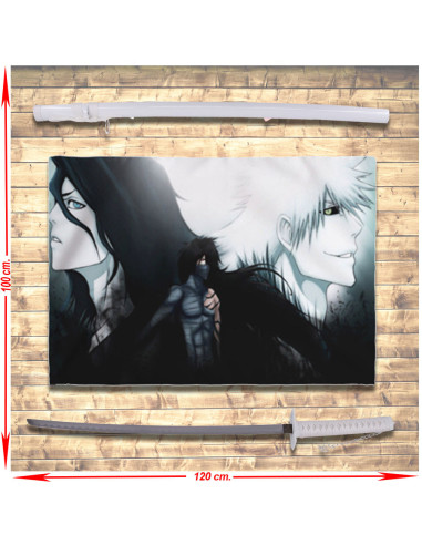 Bleach Tensa Zangetsu Hollow Ichigo Banner e Pacote Katana