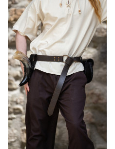 Cinto de pele com padrão celta, cor castanho escuro