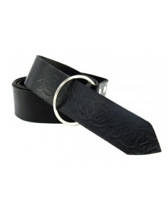 Cinto de couro com estampa celta, cor preta