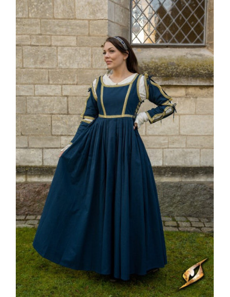 Vestido Medieval Lucrecia Azul Meia...