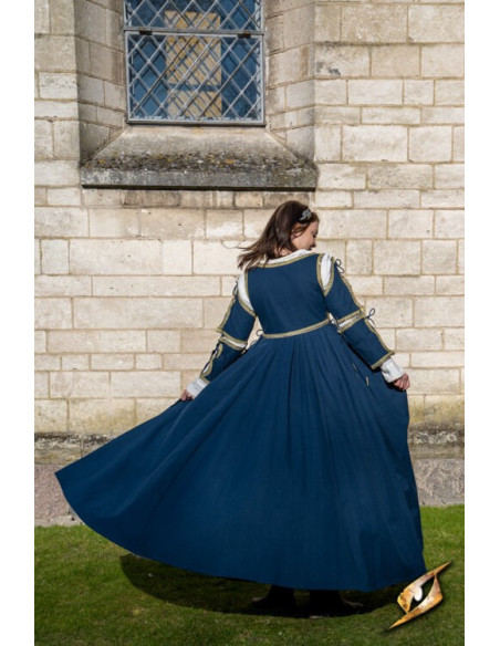 Vestido Medieval Lucrecia Azul Meia...