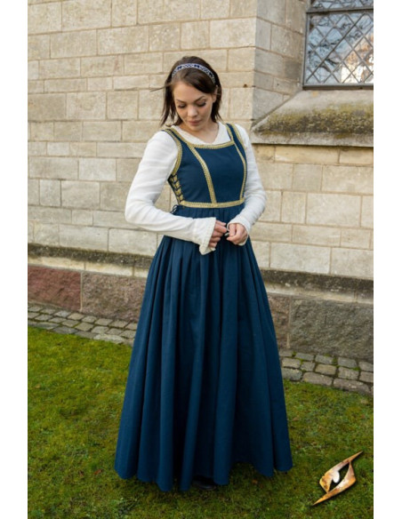 Vestido Medieval Lucrecia Azul Meia...