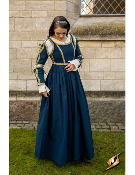 Vestido Medieval Lucrecia Azul Meia...