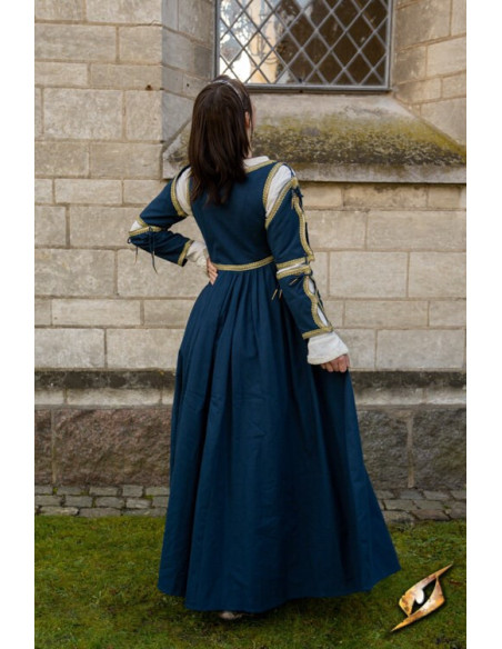 Vestido Medieval Lucrecia Azul Meia...