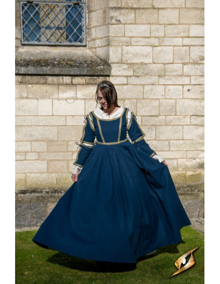 Vestido Medieval Lucrecia Azul Meia...