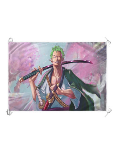 Banner-Bandeira Zoro anime One Piece (70x100 cms.)
 Material-Cetim