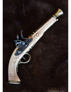 Pistola de duelo Espingole, acabamento em marfim, séc. 2